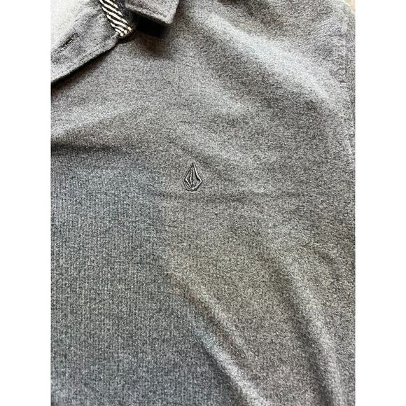 Volcom Banger Polo Shirt Mens Large L Gray Heather Logo Short Sleeve Poly Cotton - Picture 3 of 5